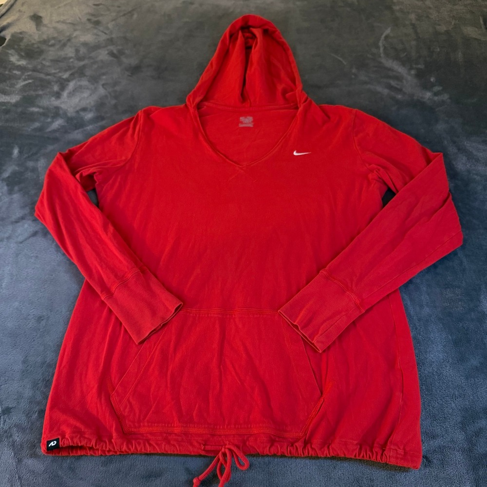 Nike Athletic Dept Red Hoodie Womens Extra Large Drawstring Pullover Long Sleeve